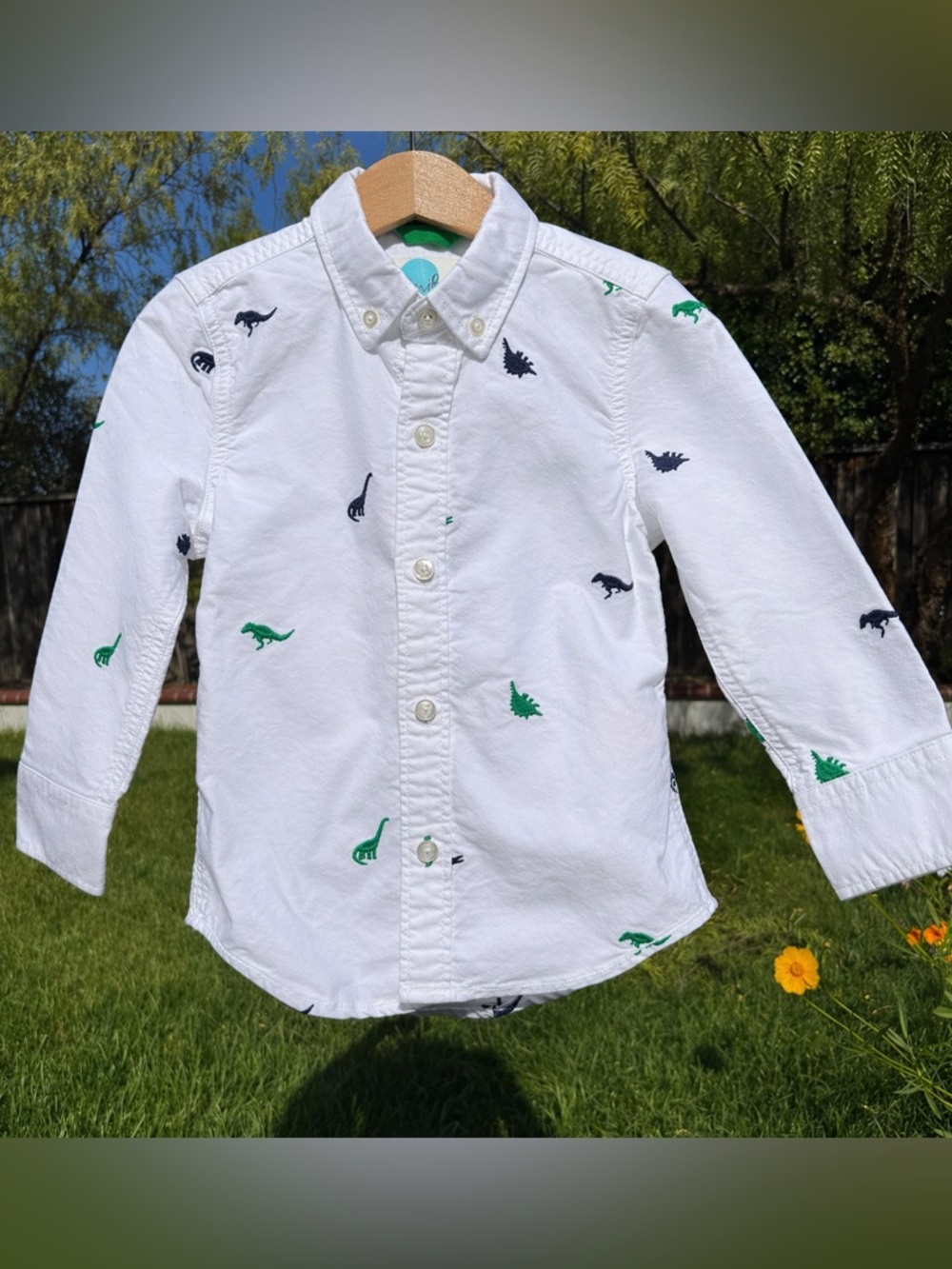 Mini Boden Dinosaur Embroidered Shirt 3-4Y 104cm